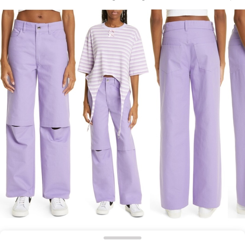 $395 KkCo Knee Vent purple Straight Leg Pants lavender NWOT
